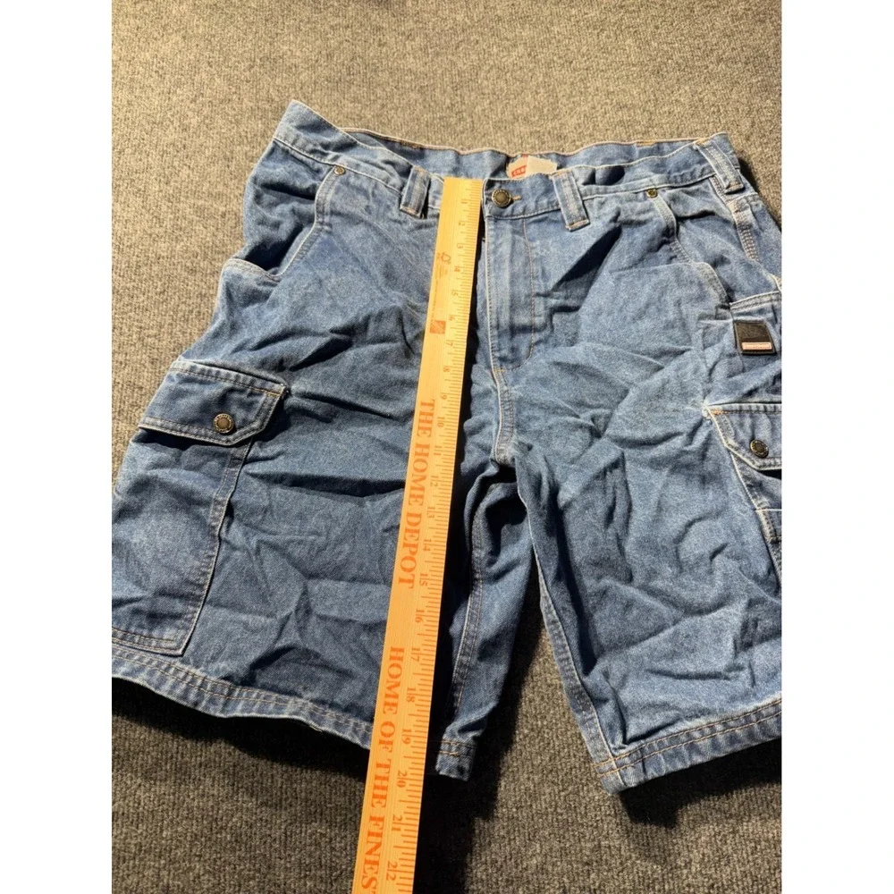 Craftsman Mens Denim Cargo Shorts Blue 100% Cotton Utility Work Shorts Size 36